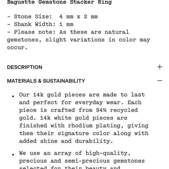 Mejuri Baguette Stacker Ring- Pink Tourmaline - Picture 6 of 6